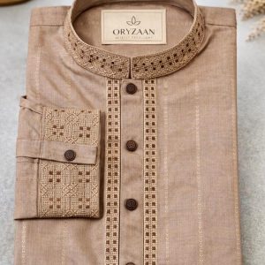 Pakistani Cotton Cream Beige Punjabi - 38