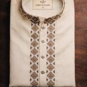 Premium Jafrani Cotton White Punjabi - 40